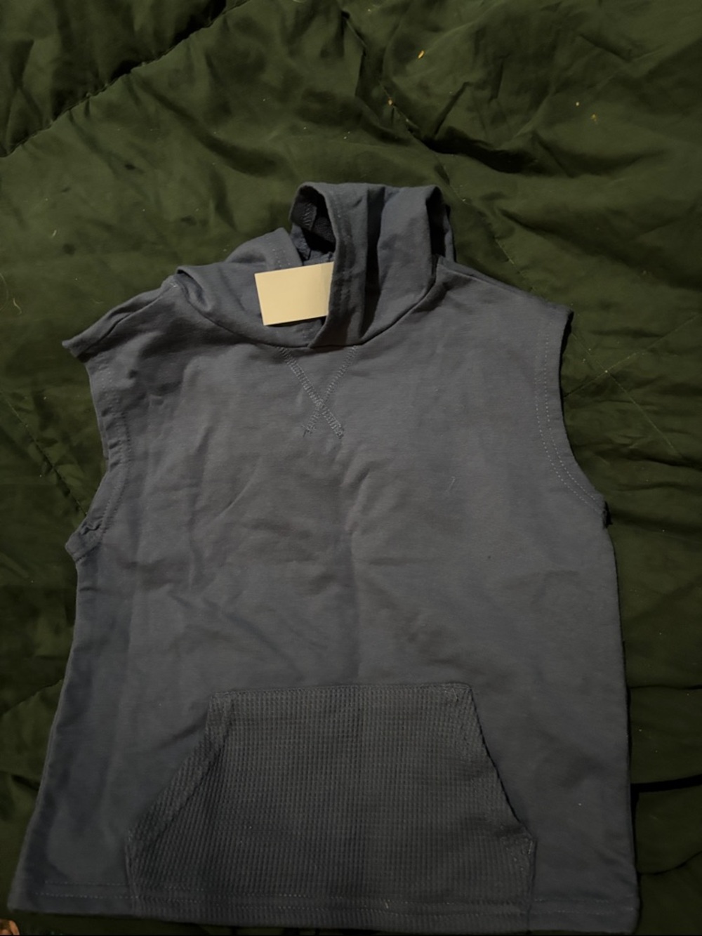 Kids Sleeveless Hoodie Tank Top in Slate Blue